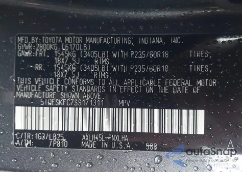 2025 Toyota Sienna Platinum from USA, damaged, VIN 5TDESKFC7SS171311
